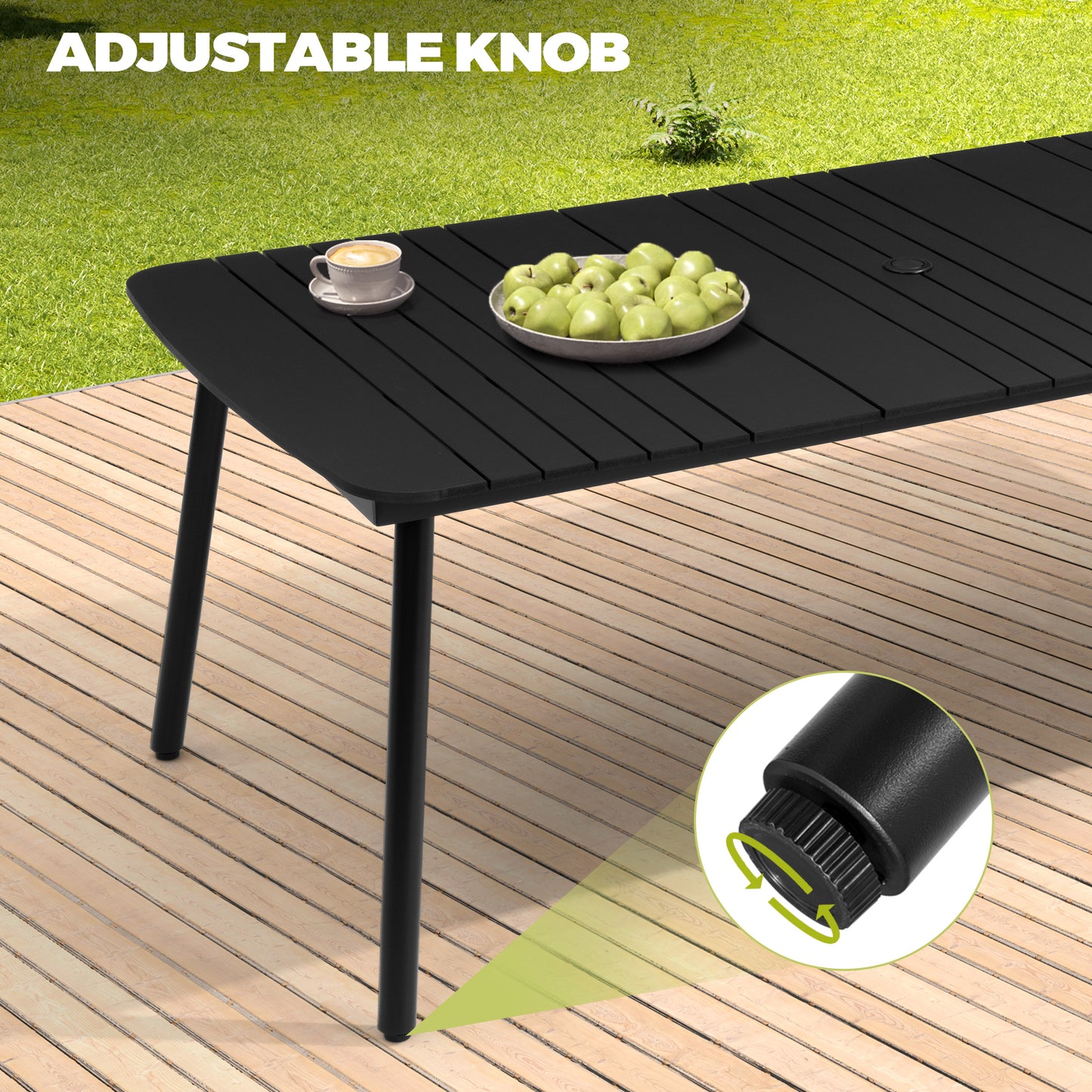 Crestlive Products 82 x 38 in. Aluminum Outdoor Dining Table with Umbrella Hole