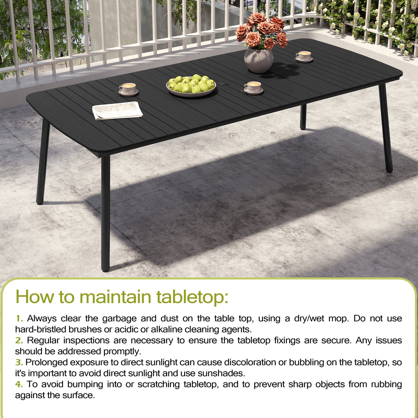 Crestlive Products 93 x 42 in. Aluminum Outdoor Dining Table with Umbrella Hole