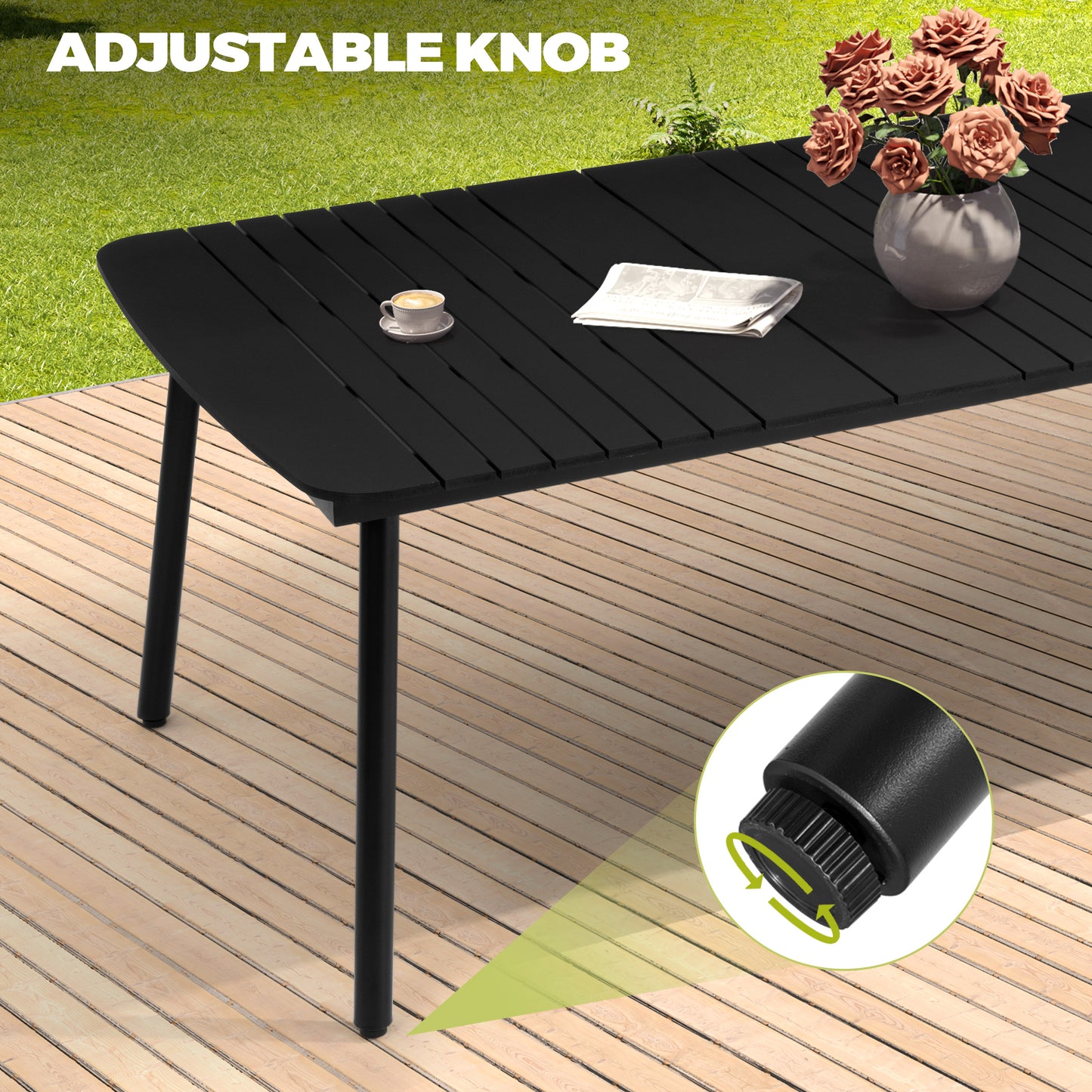 Crestlive Products 93 x 42 in. Aluminum Outdoor Dining Table with Umbrella Hole