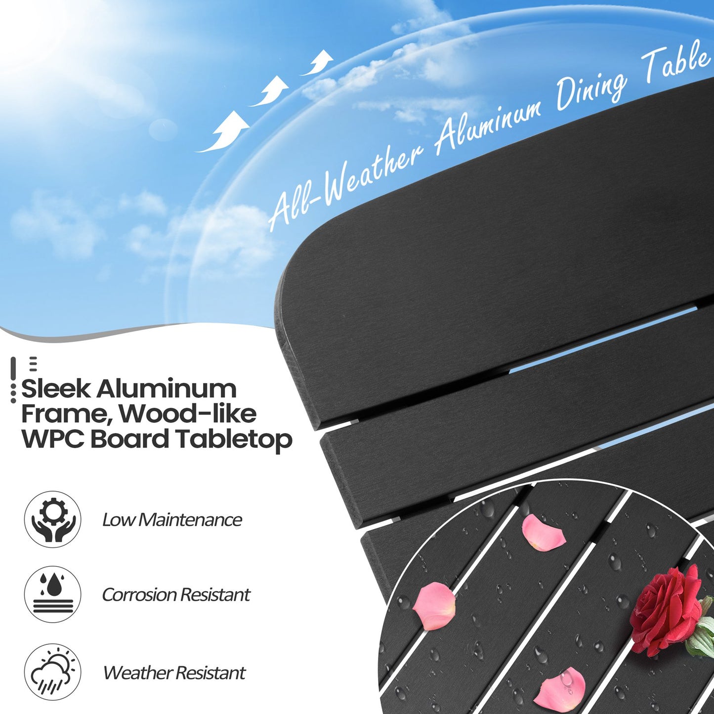 Crestlive Products 7/9-Piece Outdoor Aluminum Patio Dining Set with Umbrella Hole Table and Stackable Chairs