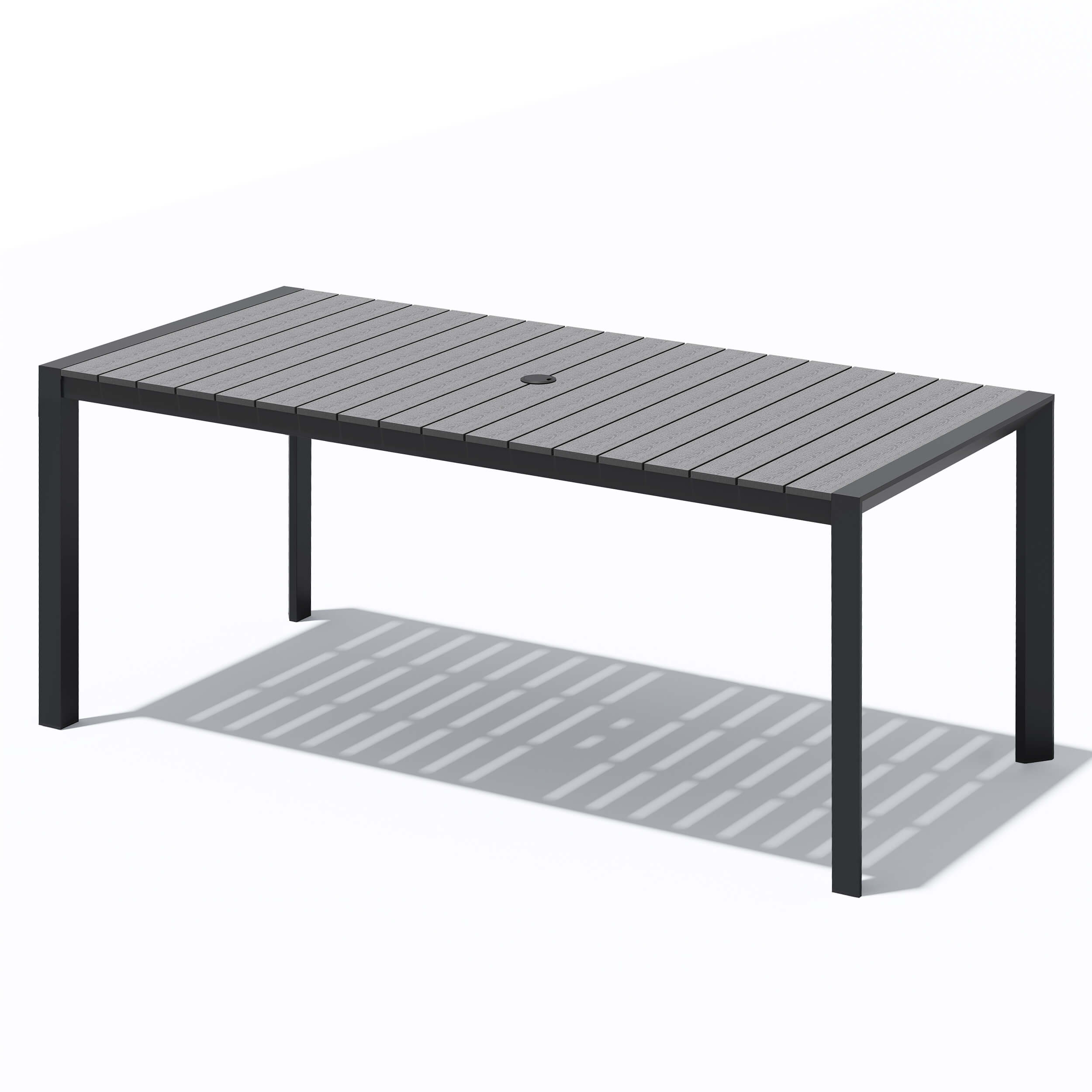 Crestlive Products 71 x 33 in. Aluminum Patio Table with Umbrella Hole Gray / 83.86