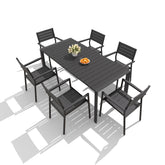 Crestlive Products Aluminum Outdoor Dining Table with Umbrella Hole and Stackable Dining Chairs