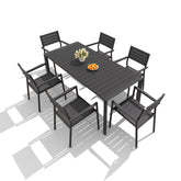 Aluminum Outdoor Dining Set with Umbrella Hole & Stackable Chairs