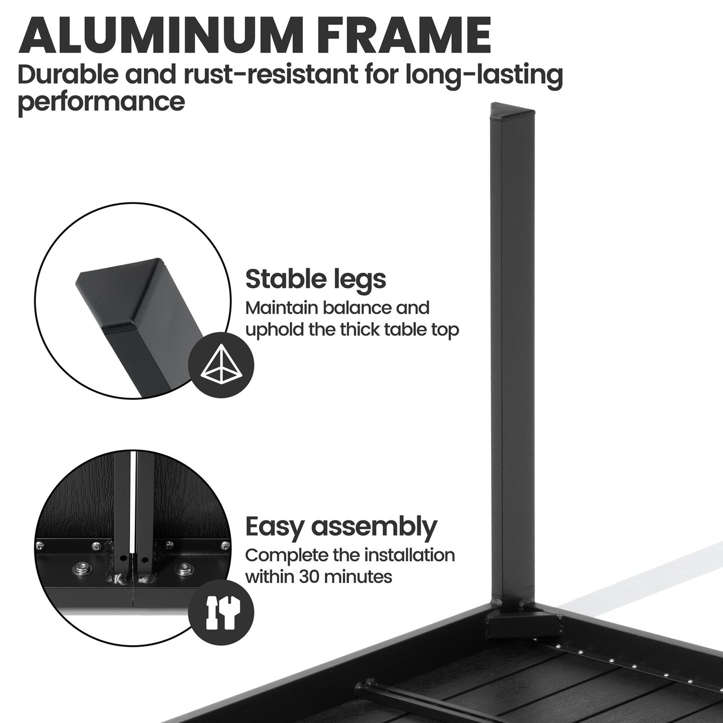 Crestlive Products 7-Piece Outdoor Aluminum Patio Dining Set with Umbrella Hole Table and Stackable Armrest Chairs