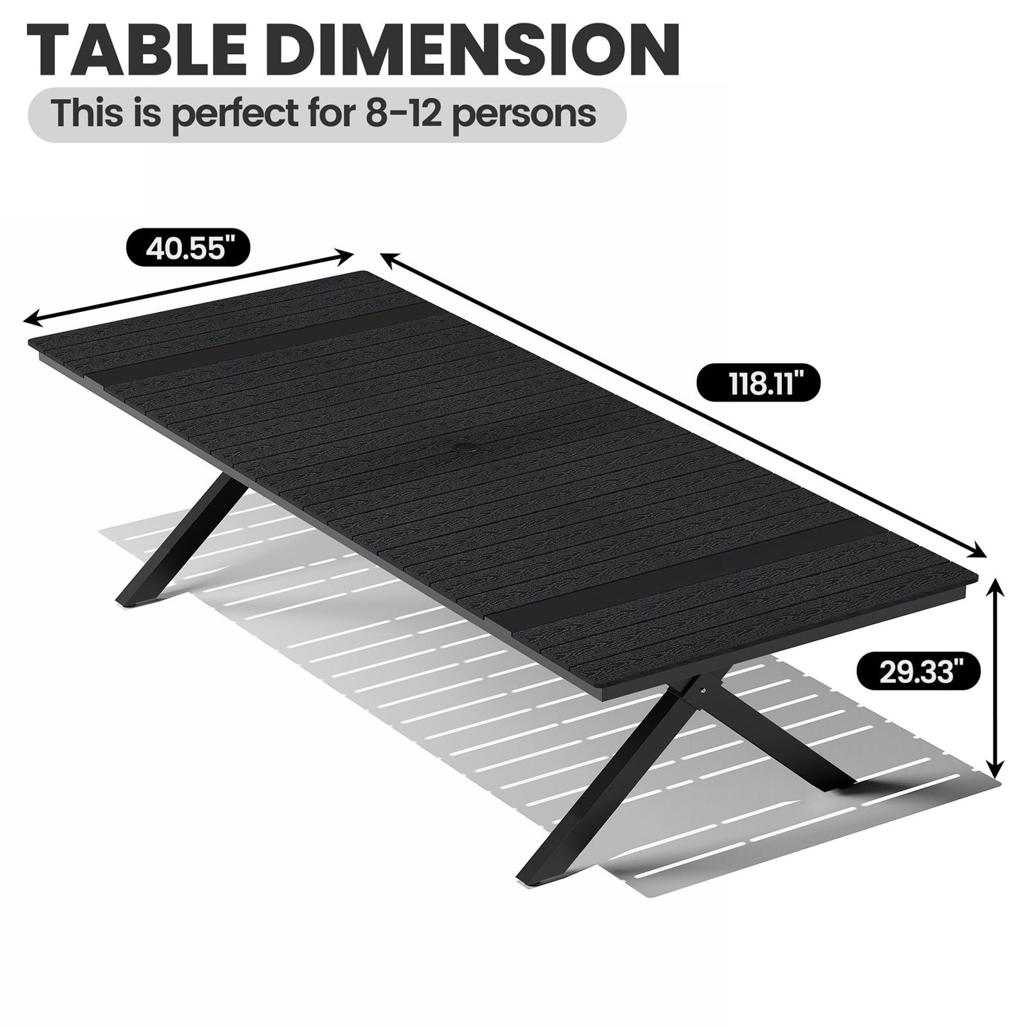 Crestlive Products Patio Dining Table with Umbrella Hole For 6-8 People