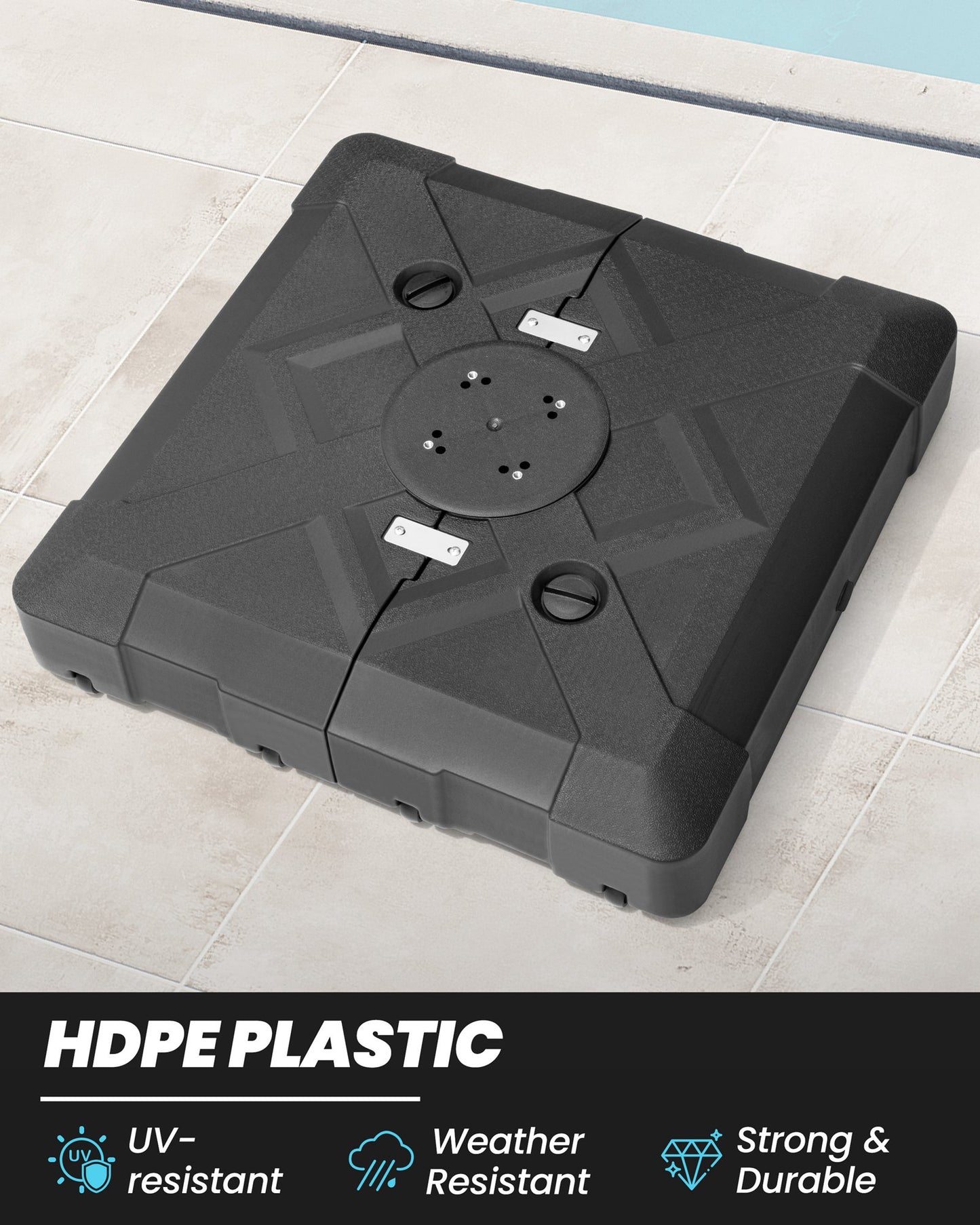 Crestlive Products 220lbs Sand Water Filled Square 3D Surface Cantilever Offset Umbrella Base with Wheels
