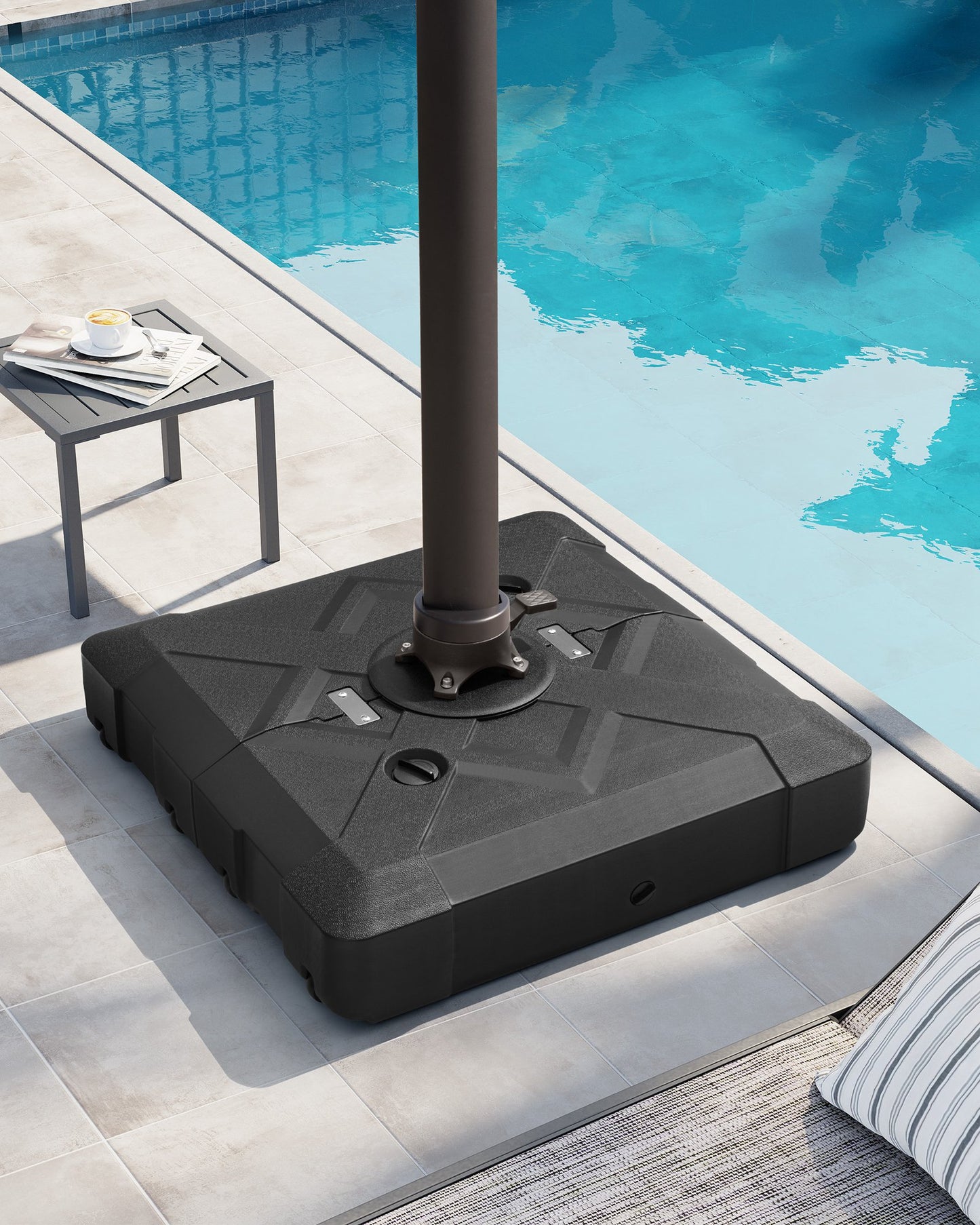 Crestlive Products 220lbs Sand Water Filled Square 3D Surface Cantilever Offset Umbrella Base with Wheels