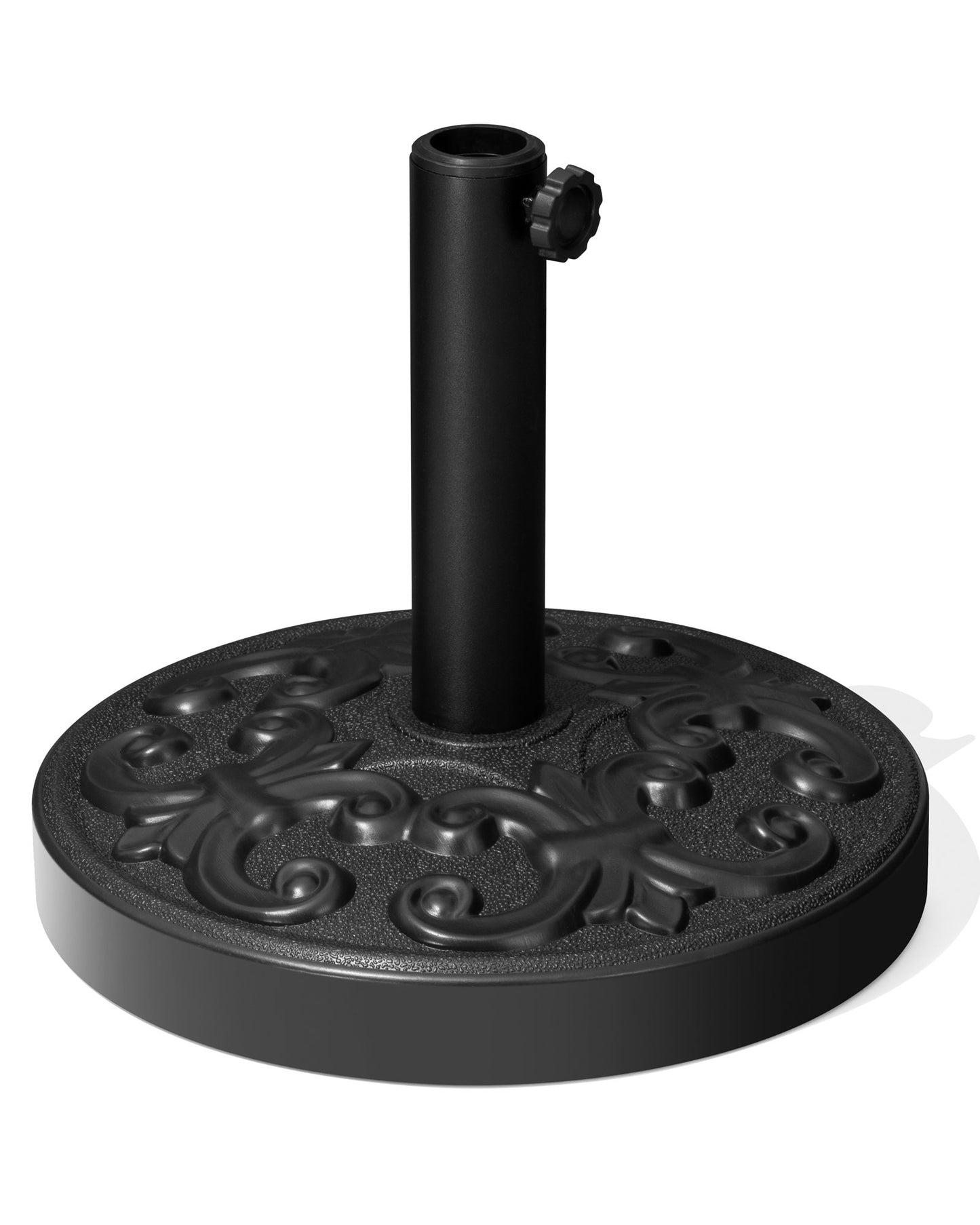 Crestlive Products Heavy Duty Round Cement Patio Umbrella Base with Floral Pattern