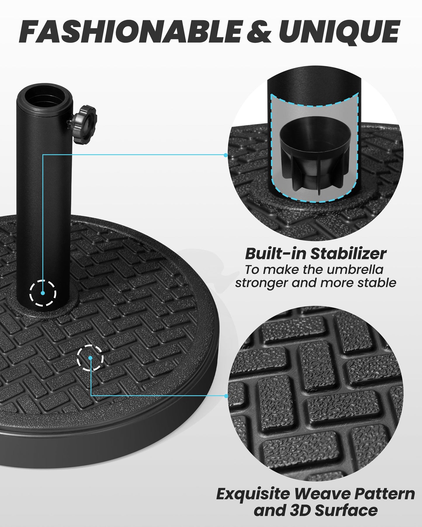 Crestlive Products 30-45 lbs Concrete-Filled Round Umbrella Base for Straight Pole