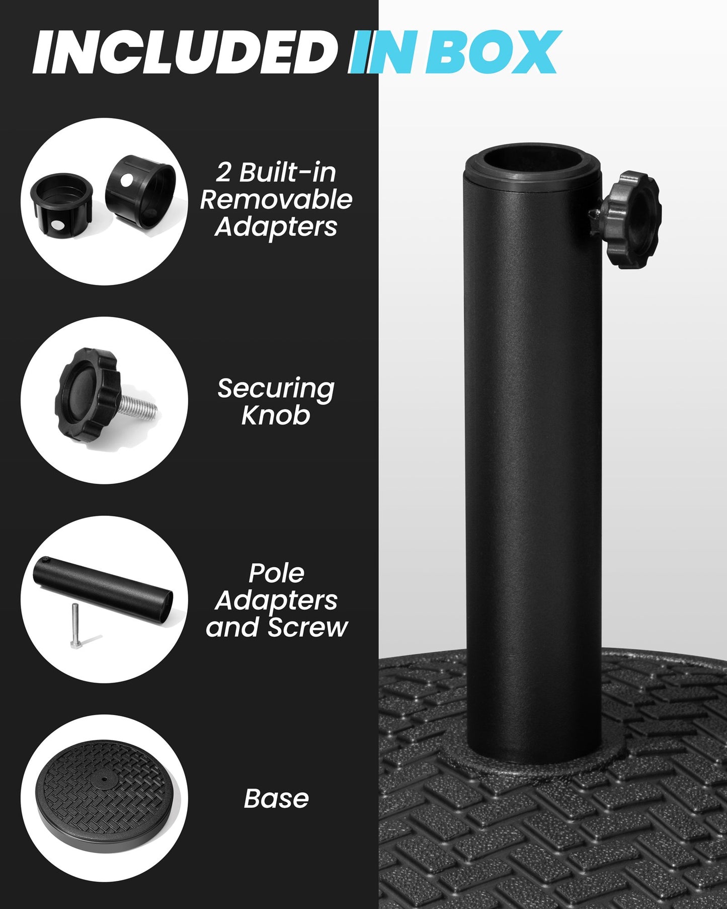 Crestlive Products 30-45 lbs Concrete-Filled Round Umbrella Base for Straight Pole