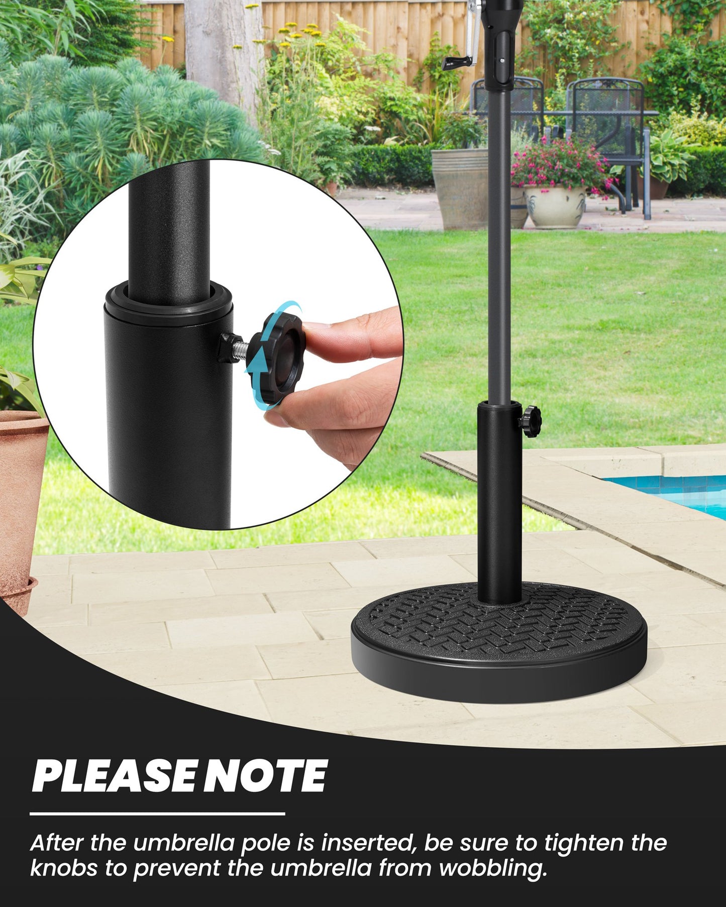 Crestlive Products 30-45 lbs Concrete-Filled Round Umbrella Base for Straight Pole