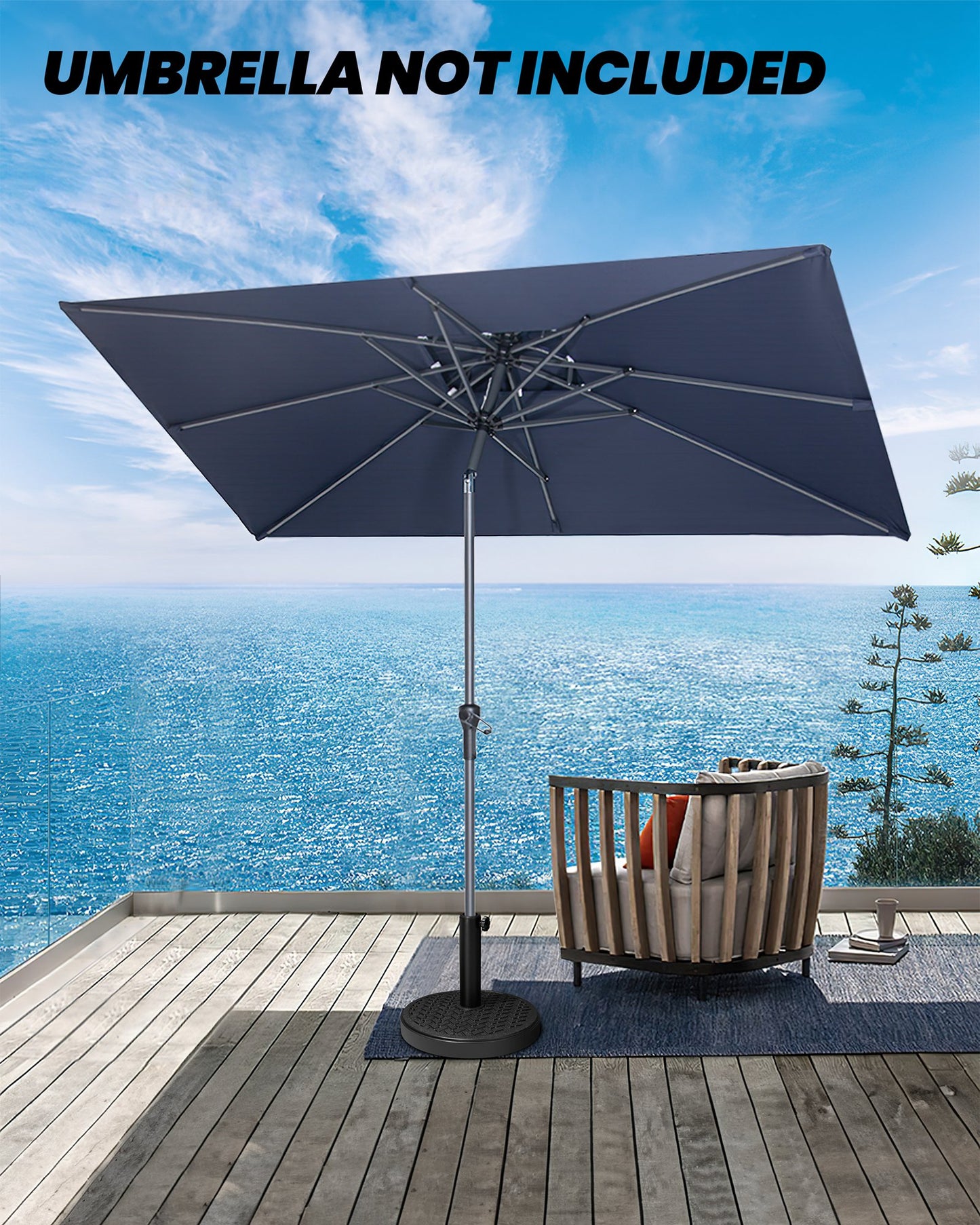 Crestlive Products 30-45 lbs Concrete-Filled Round Umbrella Base for Straight Pole