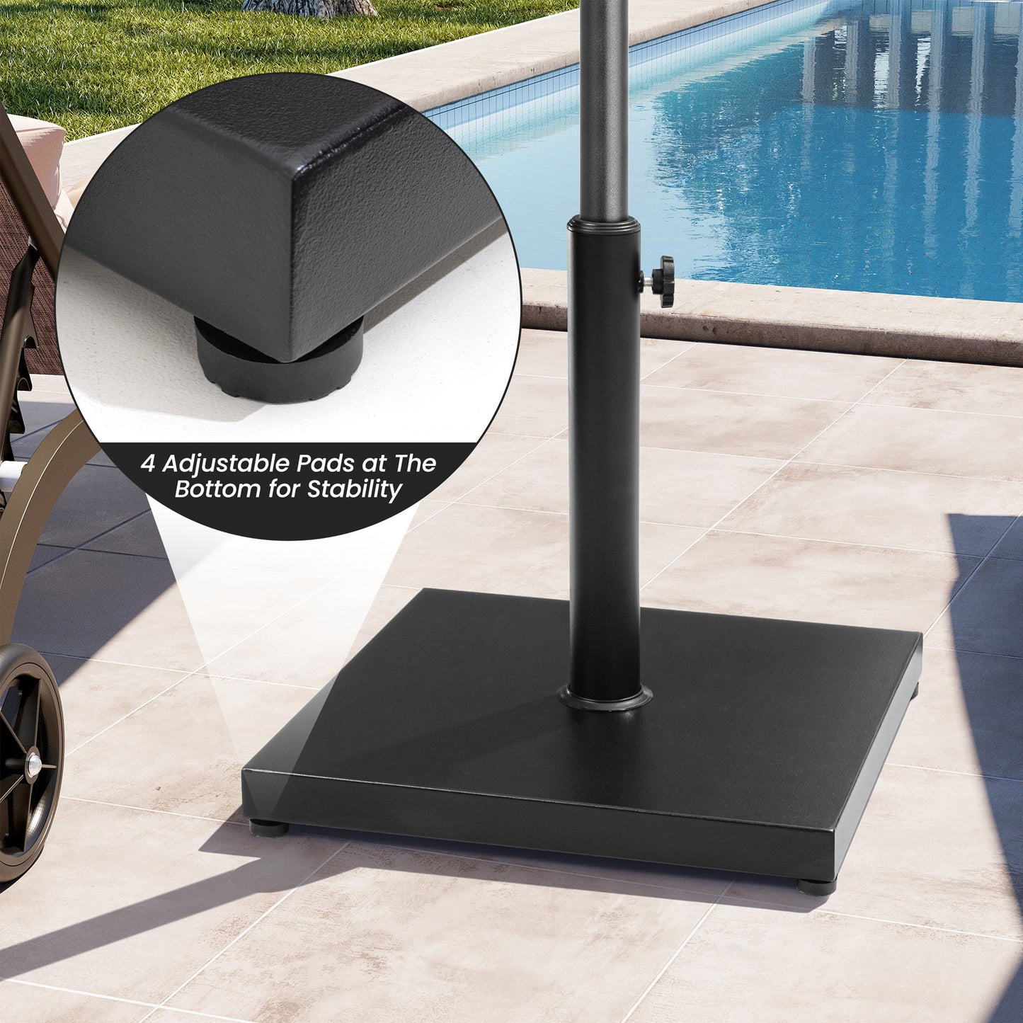Crestlive Products Square Weighted Umbrella Base Stand Cement Concrete Steel for Outdoor Market Umbrella