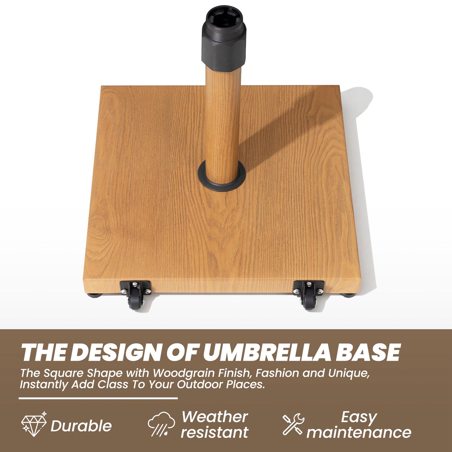Crestlive Products 42lbs Patio Umbrella Base with Wheels Heavy Duty for Outdoor Use Wind-Resistant Design