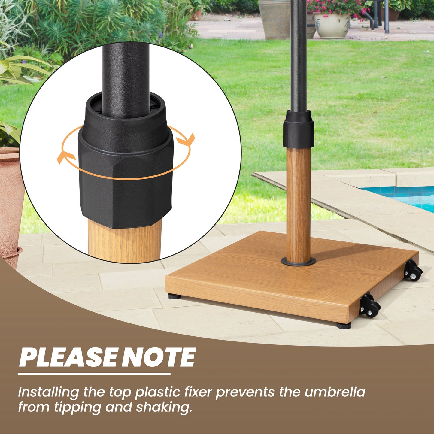 Crestlive Products 42lbs Patio Umbrella Base with Wheels Heavy Duty for Outdoor Use Wind-Resistant Design