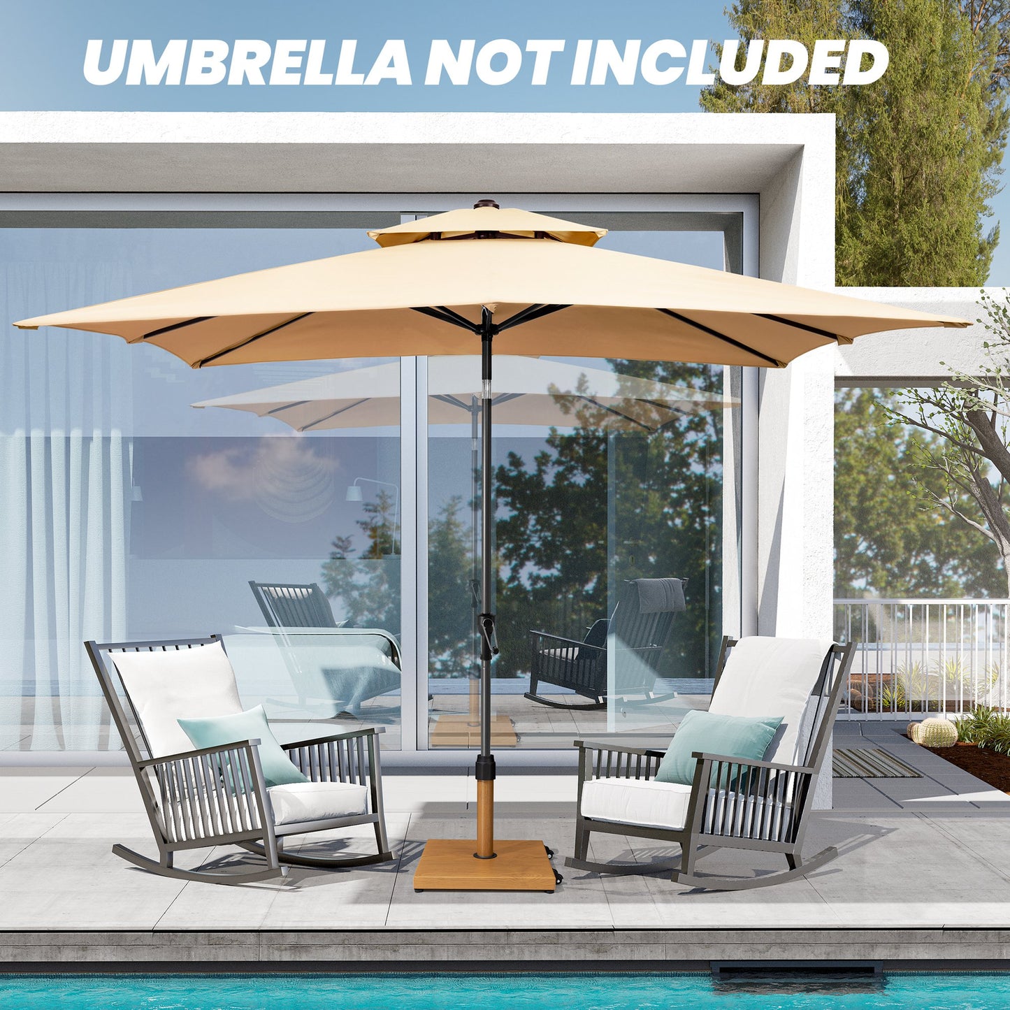 Crestlive Products 42lbs Patio Umbrella Base with Wheels Heavy Duty for Outdoor Use Wind-Resistant Design