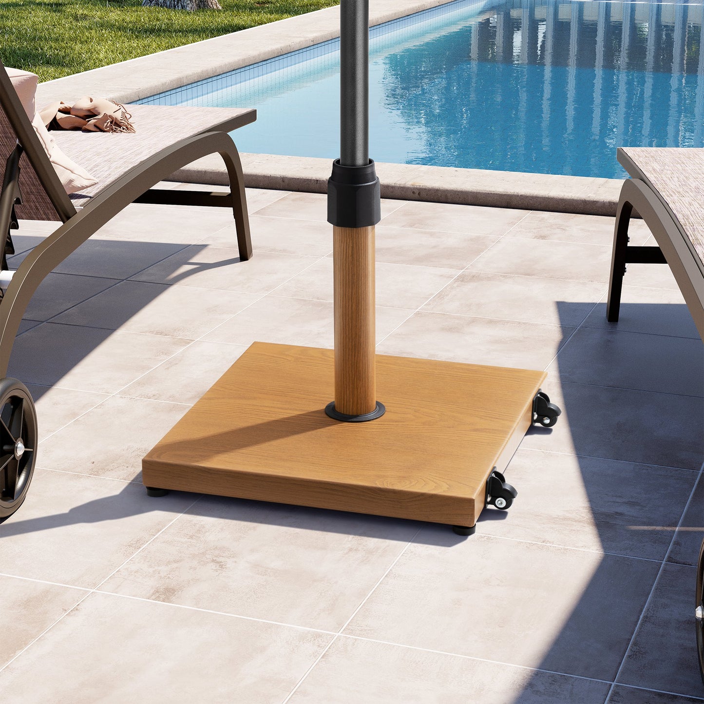 Crestlive Products 42lbs Patio Umbrella Base with Wheels Heavy Duty for Outdoor Use Wind-Resistant Design
