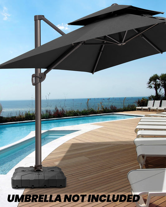 Crestlive Products Fillable Patio Offset Cantilever Umbrella Base with Wheels