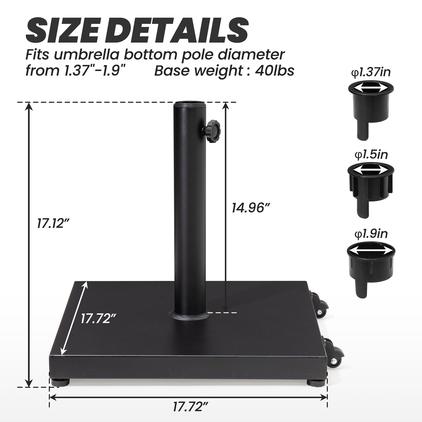 Crestlive Products Square Weighted Outdoor Umbrella Base Stand for Patio Market Umbrella