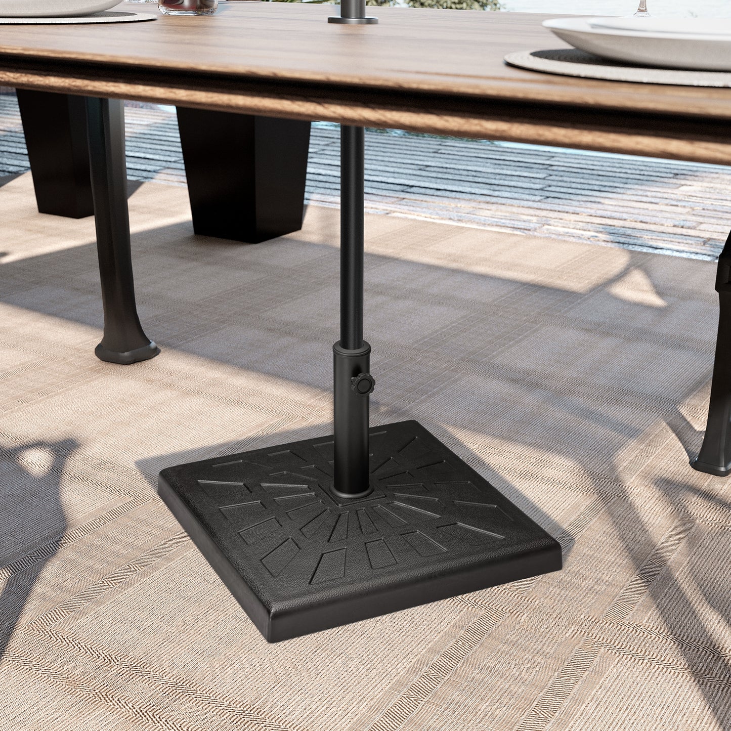 Crestlive Products 42lbs HDPE Market Umbrella base Cement Filling Black Patio Umbrella Base