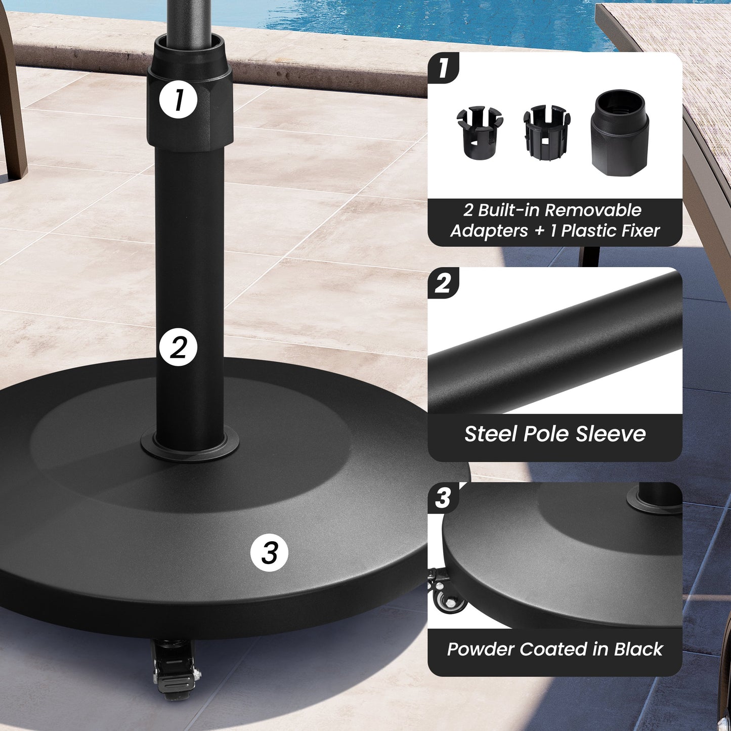 Crestlive Products 1 pc Umbrella base Black Patio Umbrella Base