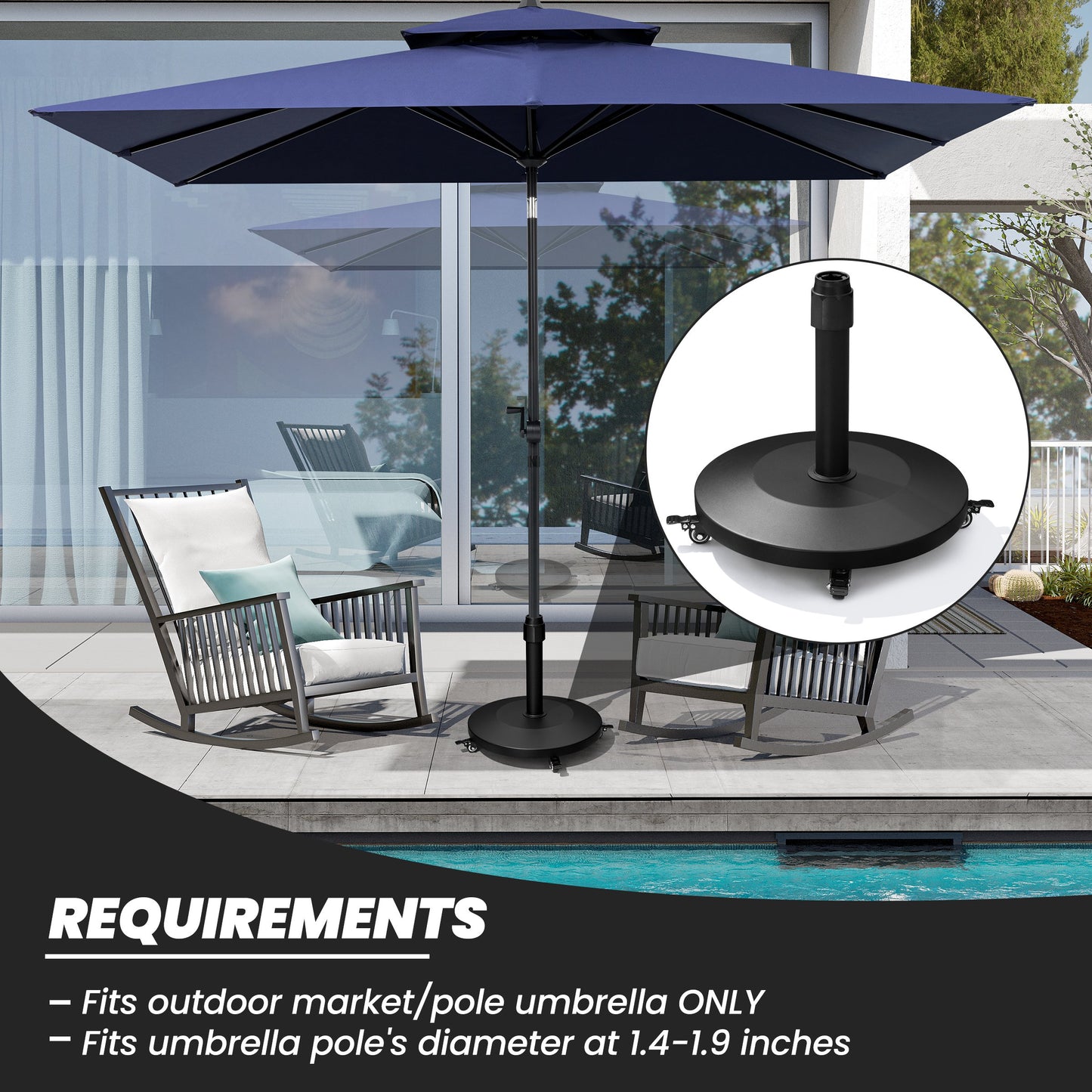 Crestlive Products 1 pc Umbrella base Black Patio Umbrella Base
