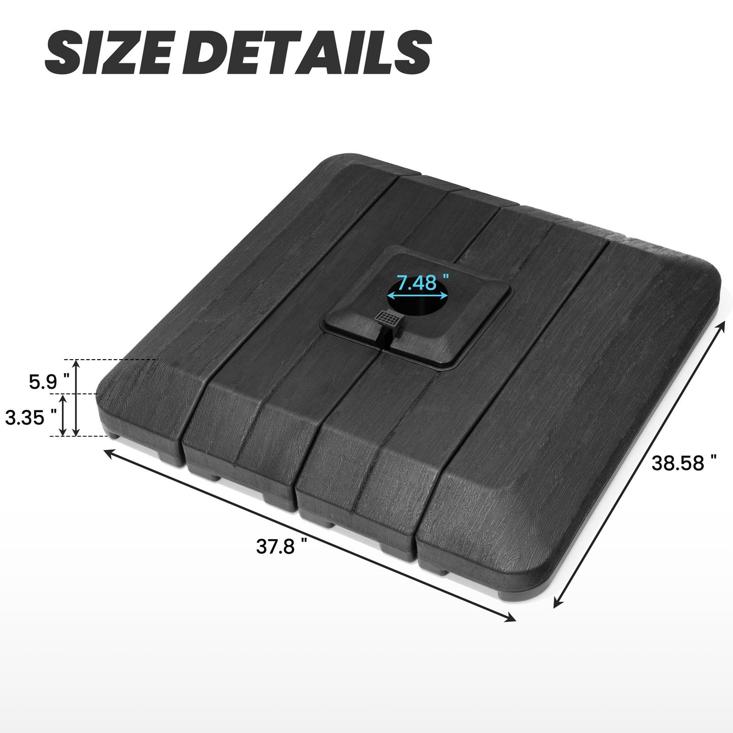 Crestlive Products 4-Piece Heavy Duty 240lbs Fillable Water & Sand Square Cantilever Umbrella Base