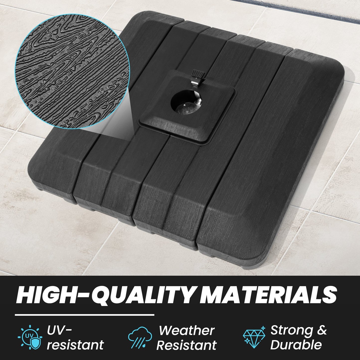 Crestlive Products 4-Piece Heavy Duty 240lbs Fillable Water & Sand Square Cantilever Umbrella Base