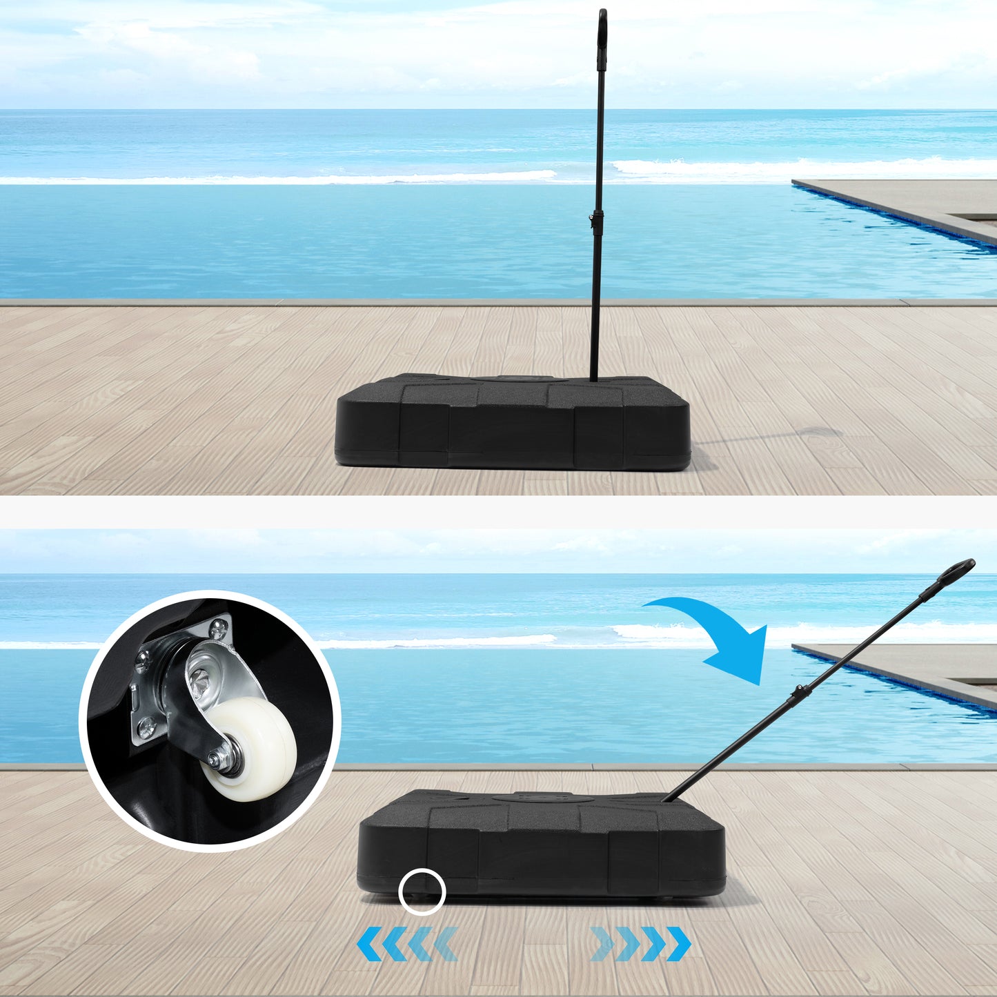Crestlive Products Heavy Duty Fillable Patio Umbrella Base Stand with Wheels 33.5 x 33.5 inch