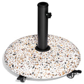 CrestliveProducts 45LBS Outdoor Patio Umbrella Stand Concrete-cobble Finish Swivel Wheels Adjustable Knob