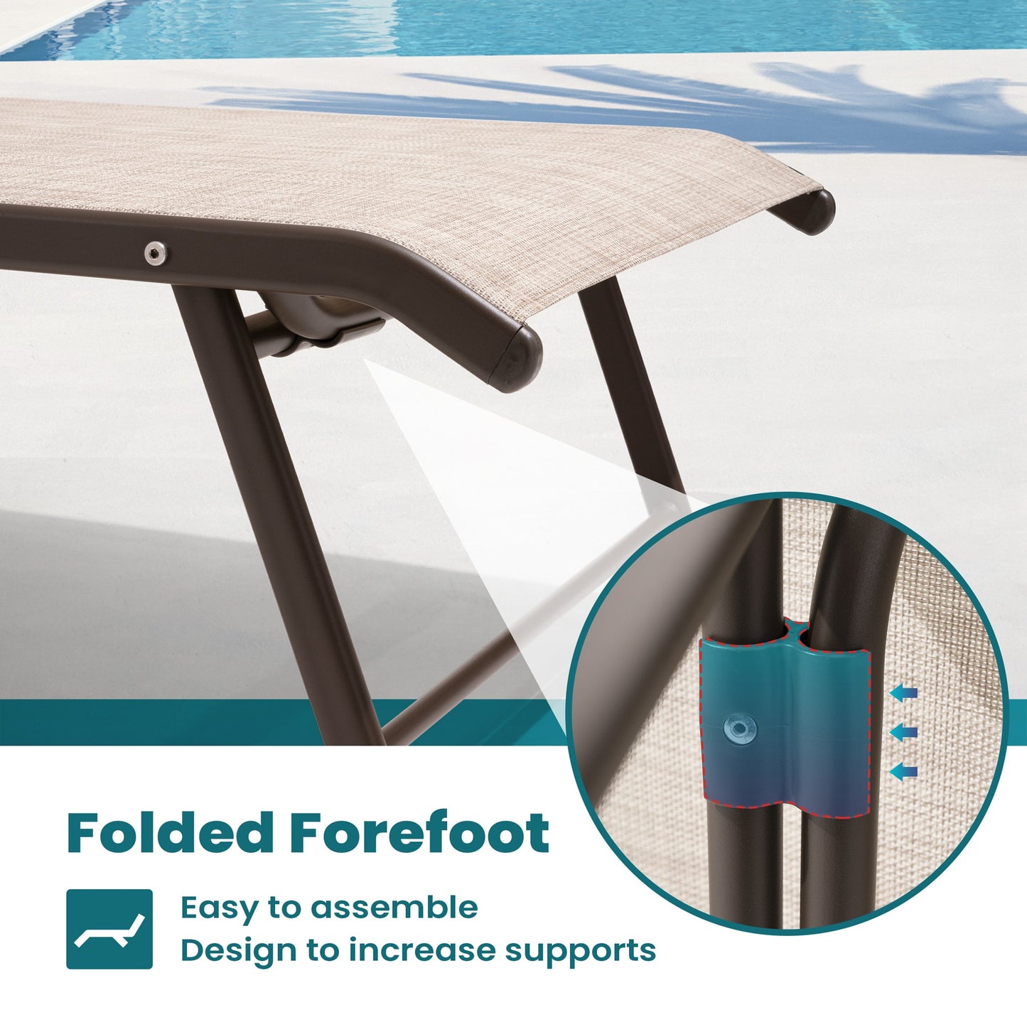 Crestlive Products Aluminum Adjustable Chaise Lounge Chairs with Armrests Set of 2