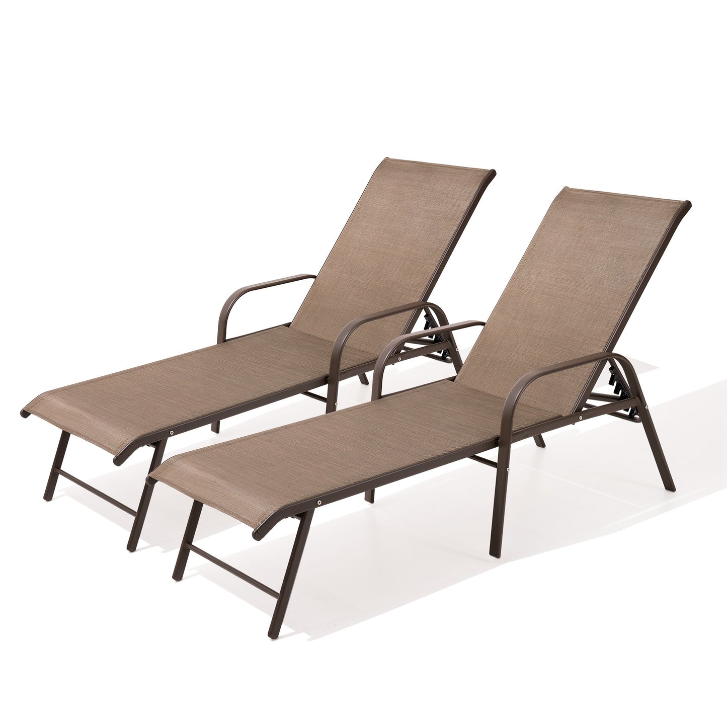 Crestlive Products Aluminum Adjustable Chaise Lounge Chairs with Armrests Set of 2