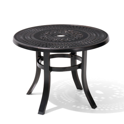 Crestlive Products 24 x 24 in.  Round Cast Aluminum Outdoor Side Table with Umbrella Hole