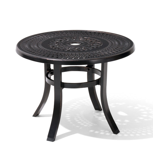 Crestlive Products 24 x 24 in.  Round Cast Aluminum Outdoor Side Table with Umbrella Hole