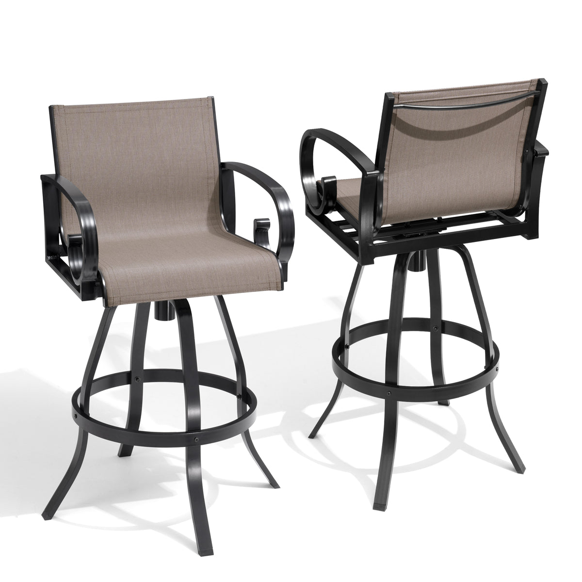 Crestlive Products Aluminum Outdoor Swivel Bar Stool Set of 2 with Sunbrella Fabric