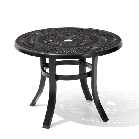 Crestlive Products 24 x 24 in. Round Cast Aluminum Outdoor Side Table with Umbrella Hole