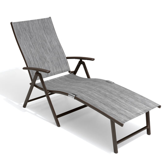 Crestlive Products Adjustable Folding Chaise Lounge Chair for Outdoors