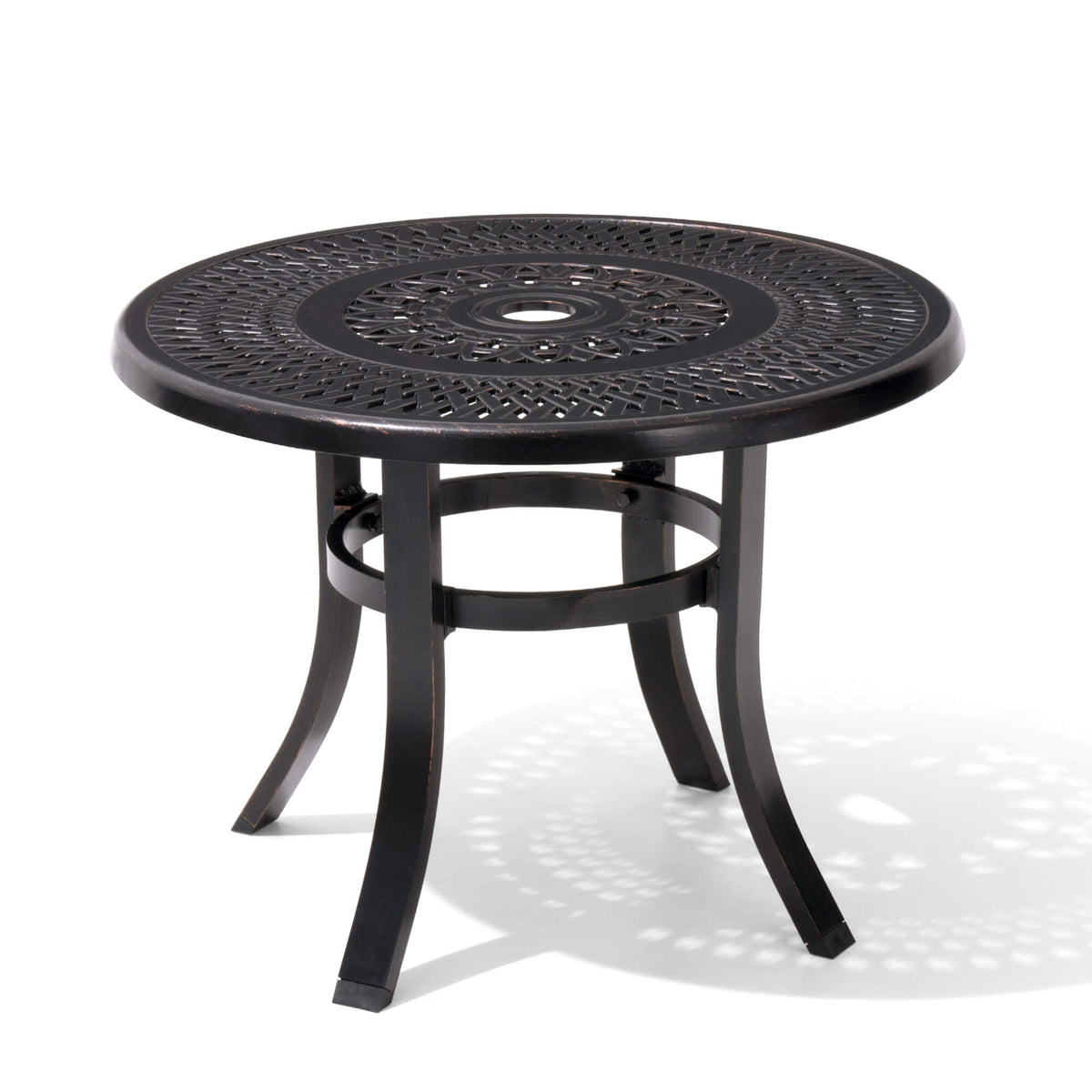 24x24" Round Cast Aluminum Side Table with Umbrella Hole