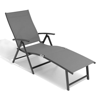 Crestlive Products Adjustable Folding Chaise Lounge Chair for Outdoors