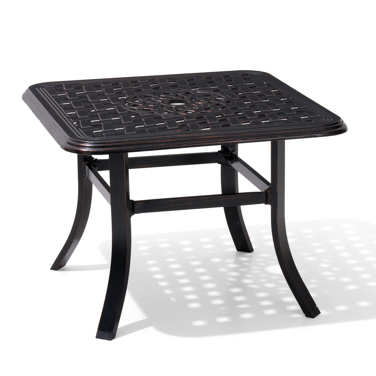 Crestlive Products 24 x 24 in. Square Cast Aluminum Outdoor Side Table with Umbrella Hole