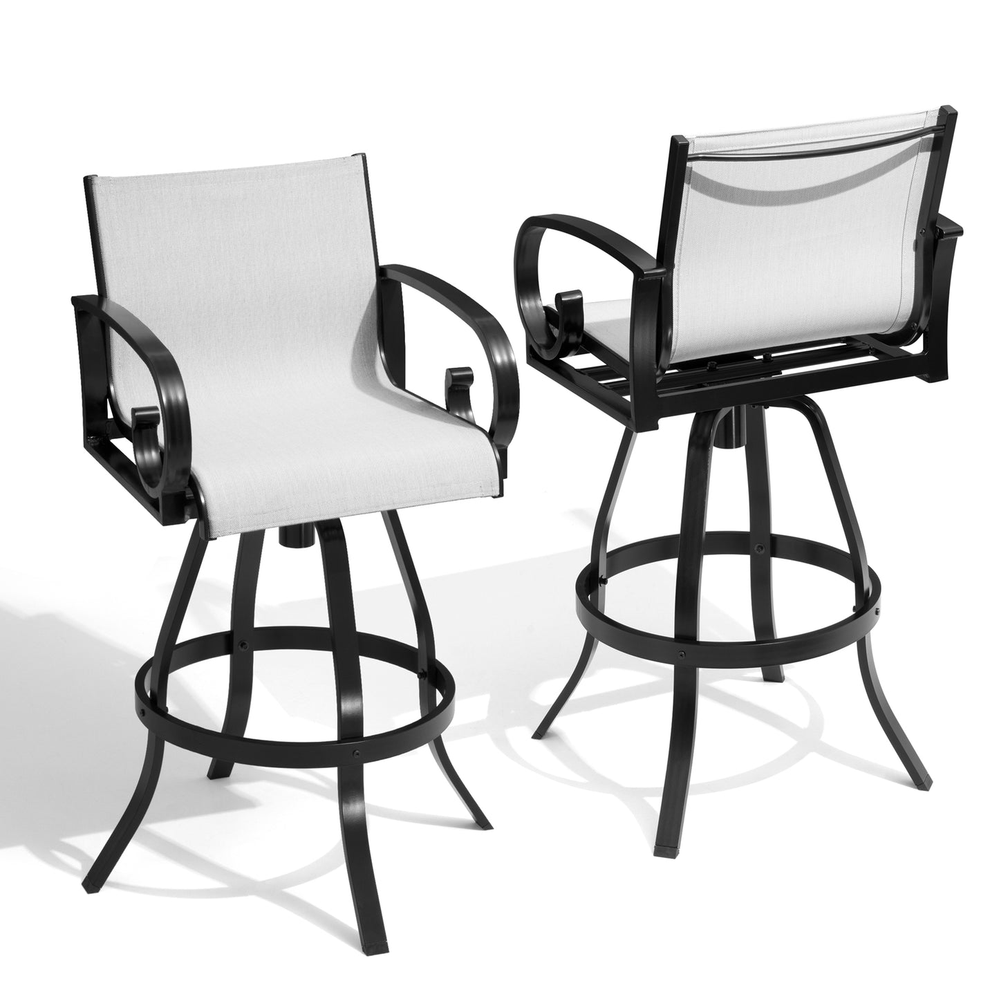 Crestlive Products Aluminum Outdoor Swivel Bar Stool Set of 2 with Sunbrella Fabric