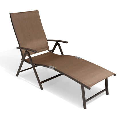 Crestlive Products Adjustable Folding Chaise Lounge Chair for Outdoors