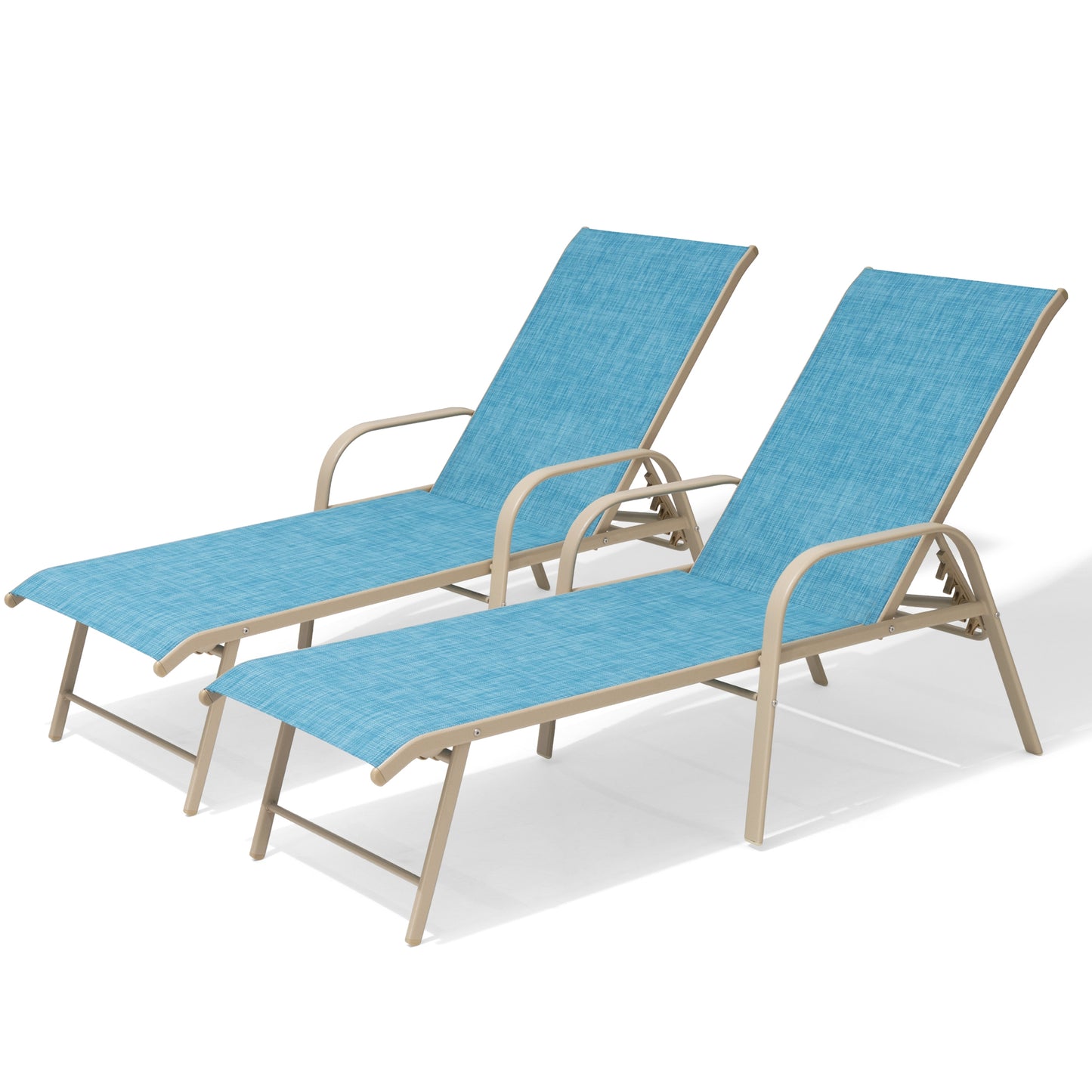 Crestlive Products Aluminum Adjustable Chaise Lounge Chairs with Armrests Set of 2