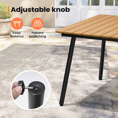 Crestlive Products 83" Patio Outdoor Dining Table for 6-8, Sturdy Aluminum Frame Wood-Grain Top with Umbrella Hole, Brown
