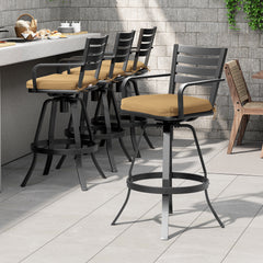Cast Aluminum Swivel Outdoor Bar Stool Set of 2 with Sunbrella