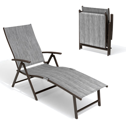 Crestlive Products Adjustable Folding Chaise Lounge Chair for Outdoors