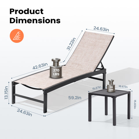 Crestlive Products Steel Outdoor Adjustable Chaise Lounge Chair