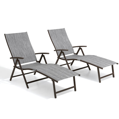 Crestlive Products Adjustable Folding Chaise Lounge Chair for Outdoors