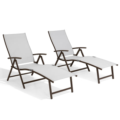 Crestlive Products Adjustable Folding Chaise Lounge Chair for Outdoors