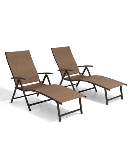 Crestlive Products Adjustable Folding Chaise Lounge Chair for Outdoors